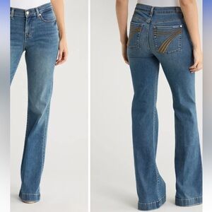 7 For All Mankind 31 Dojo Mid Rise Flare Jeans Felicity Medium Wash 60s 70s
